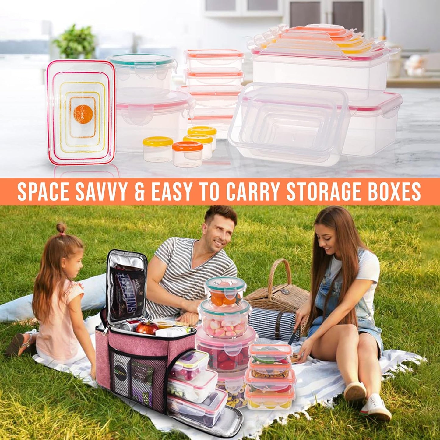 70 Pcs Large Food Storage Containers with Lids Airtight-2500ML to Small Box,Total 22812 ML Stackable Kitchen Bowls Set(35 Containers,35 Lids)-BPA Free Leak proof Plastic Boxes-Microwave safe