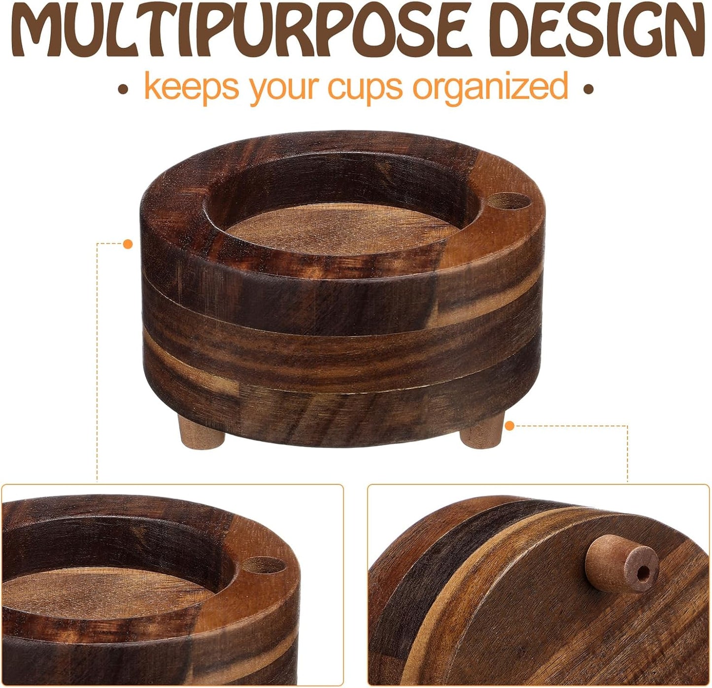 Newtay Wooden Cup Holder with Marker Slot Brown Cup Holder Dispenser Disposable Mug Dispenser for Party Decoration Bathroom Kitchen Showers Picnic Housewarming Couples Gift(Classic Style,6.1 Inches)