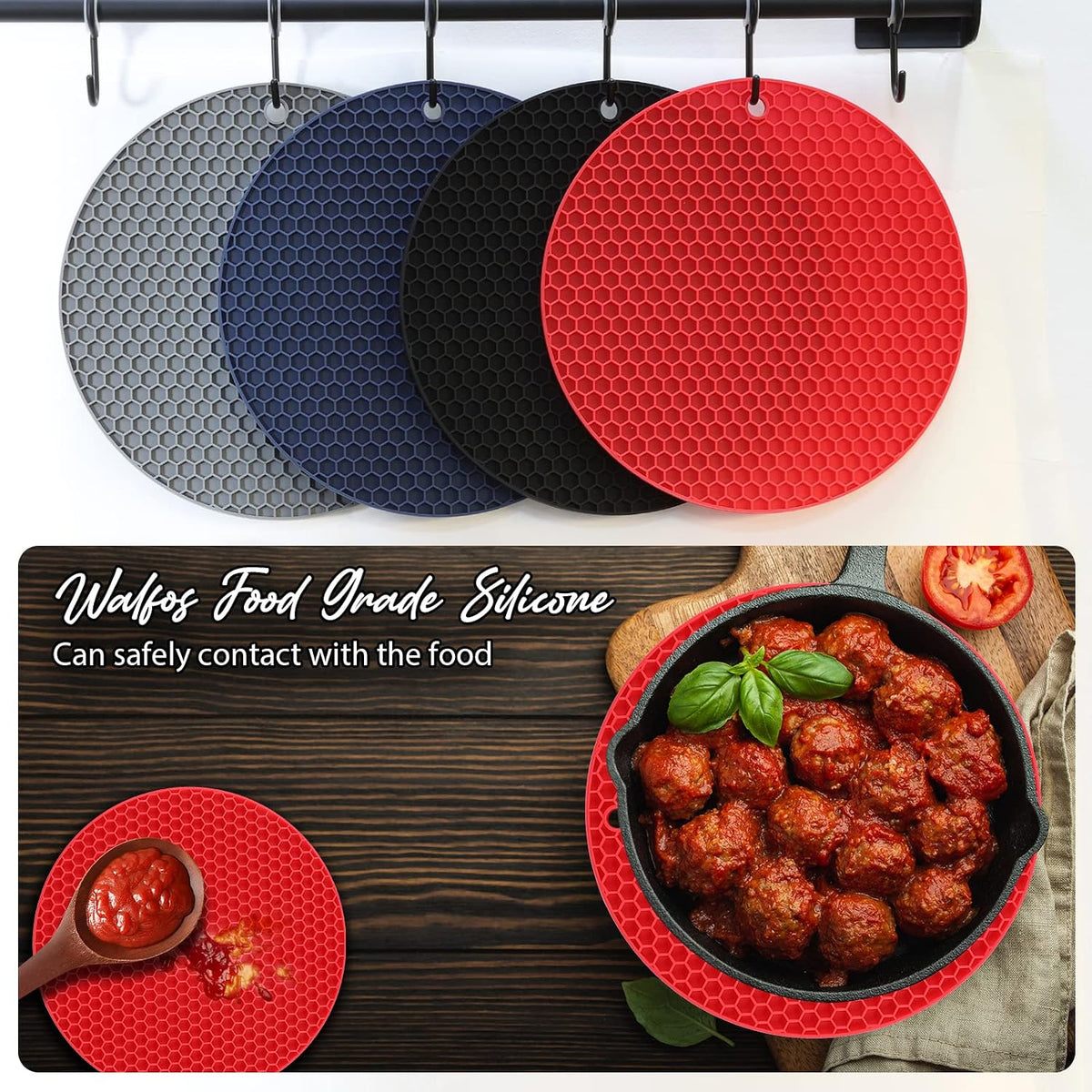 Joyhalo 4 Pack Trivets for Hot Dishes