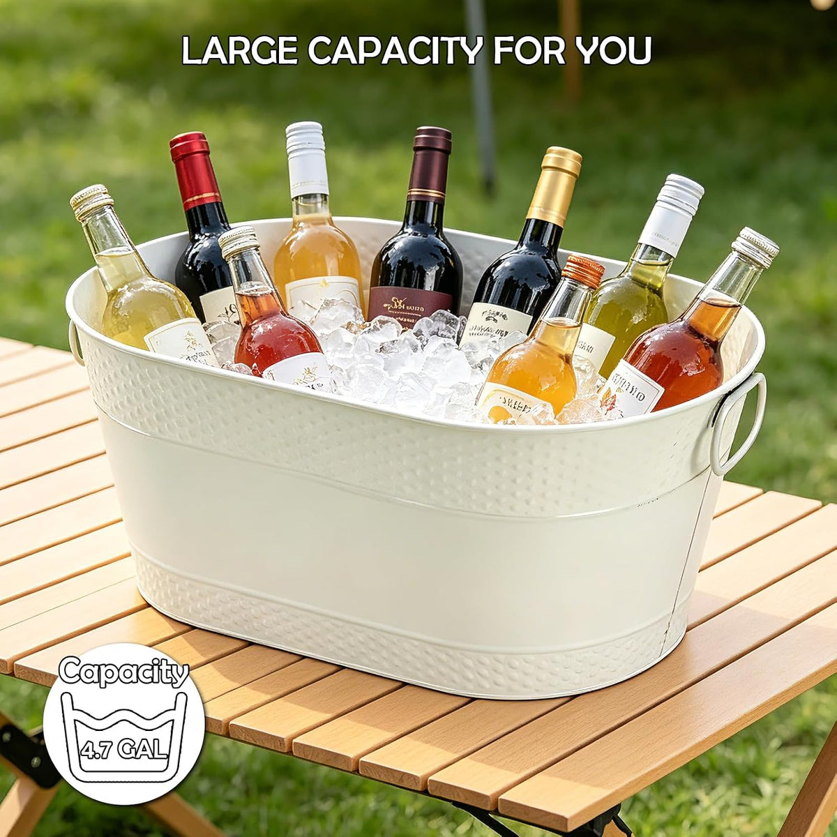 4 Gallon Galvanized Beverage Tub, 2 Pcs Heavy-Duty Ice Buckets Large Galvanized Drink Buckets with Handles for Catering Bars Parties