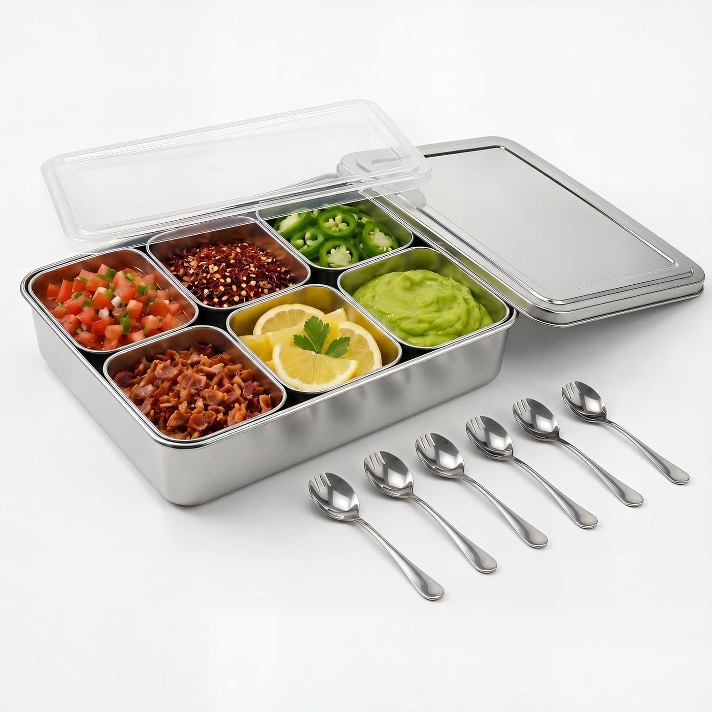 Stainless Steel Yakumi Pan, Yakumi Pans, Yakumi Mise En Place, Mise En Place Containers, Japanese Food Container, Condiment Containers, Multi Compartment Food Containers (8 Compartment)