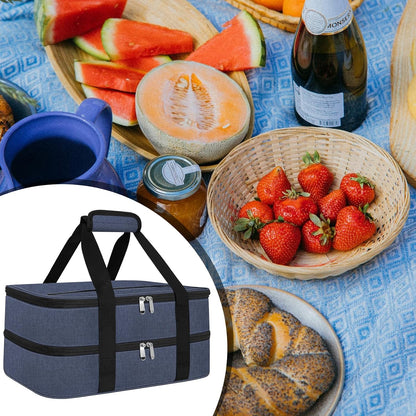 esouler Insulated Casserole Carrier - Casserole Carriers for Hot or Cold Food - Lasagna Lugger Dish Carrier, Thermal Lunch Bag for Potluck Parties, Picnic, Travel, Fits 9" x 13" Baking Dish, Grey