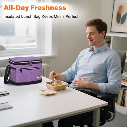 Tirrinia Insulated Lunch Box for Men/Women, Leakproof Lunch Bag for School Work, Large Lunch Tote Kids Boys Girls Student Back to School, Soft Cooler Office Picnic Beach Camping for Adults, Charcoal