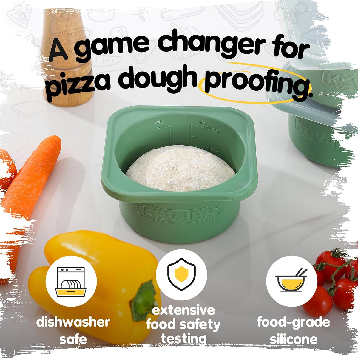 PLUS 1000ml Pizza Dough Proofing Containers, 2-Pack, Green