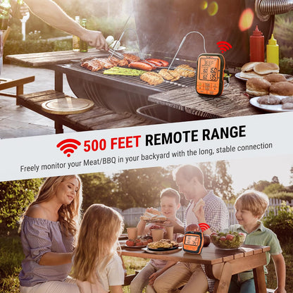 TempPro TempSync 1000FT Wireless Meat Thermometer for Grill with 4 Probes