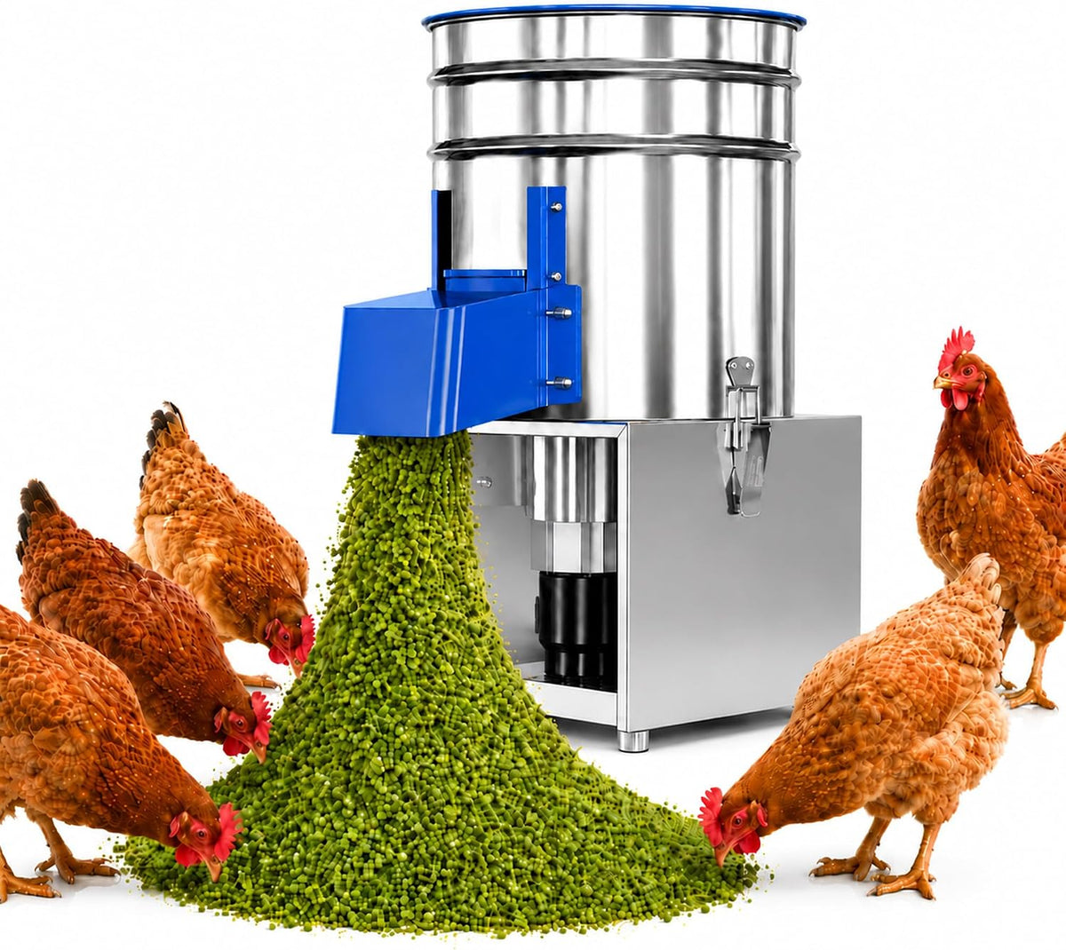 Commercial Electric Vegetable Chopper, 1500W Stainless Steel Poultry Feed Processor, Multifunctional Food Chopper for Chicken, Cattle, Sheep, Farm & Household Livestock Feed Shredder 2200W