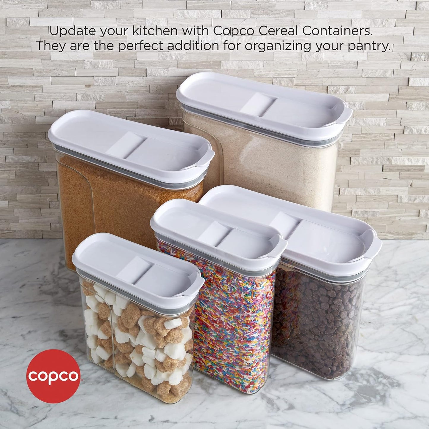 Copco Clear Cereal Storage Container 4.75 Qt - Airtight Flip-Top Lid, BPA-Free Plastic, Pantry Organizer for Dry Food, Cereal, Pasta, Nuts, Pet Food - Space-Saving Kitchen Storage Bin