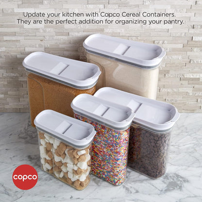 Copco Clear Cereal Storage Container 4.75 Qt - Airtight Flip-Top Lid, BPA-Free Plastic, Pantry Organizer for Dry Food, Cereal, Pasta, Nuts, Pet Food - Space-Saving Kitchen Storage Bin