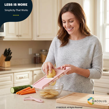 NACOLUS 5 in 1 Mandoline Slicer Vegetable Slicer Mandolin Multi Blade Potato Veggie Slicer Vegetable Cutter Julienne Shredder Potato Slicer Green