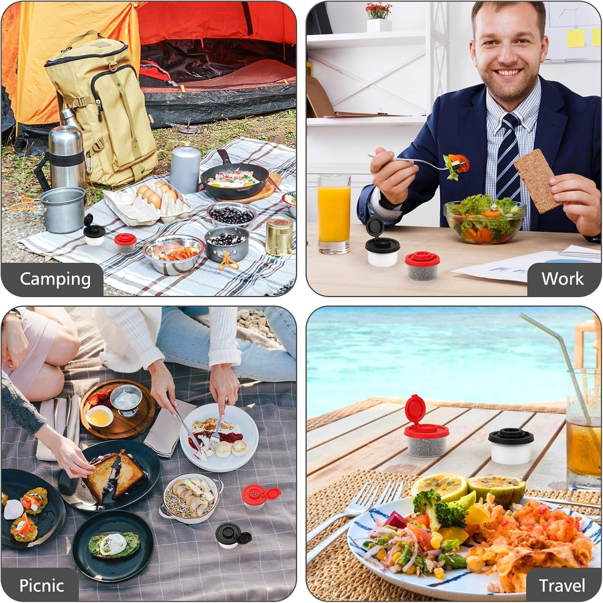 Accmor Salt and Pepper Shakers, Mini Salt Shaker to go Moisture Proof Salt Pepper Shakers Spice Container Dispenser for Camping Picnic Lunch Boxes Travel Kitchen