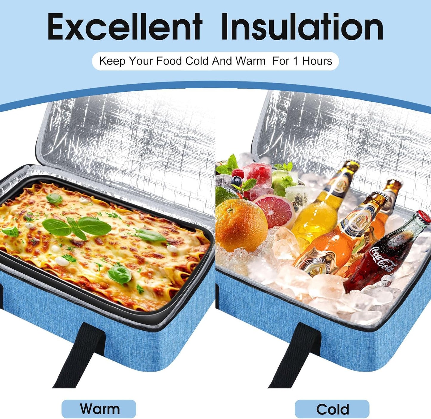 Insulated Casserole Carrier, Portable Casserole Carrier for Hot or Cold Food Lunch Tote Warmer or Cooler Bag, Lasagna Lunch Bag for Potluck Parties- Fits 9" x 13" Baking Dish-Charcoal Grey