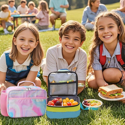 RHCPFOVR Kids Lunch Bag - Insulated Lunch Box for Boys Girls,Washable Lunch Bag and Reusable Toddler Leak-proof Lunchbox for School and Daycare - Colors A
