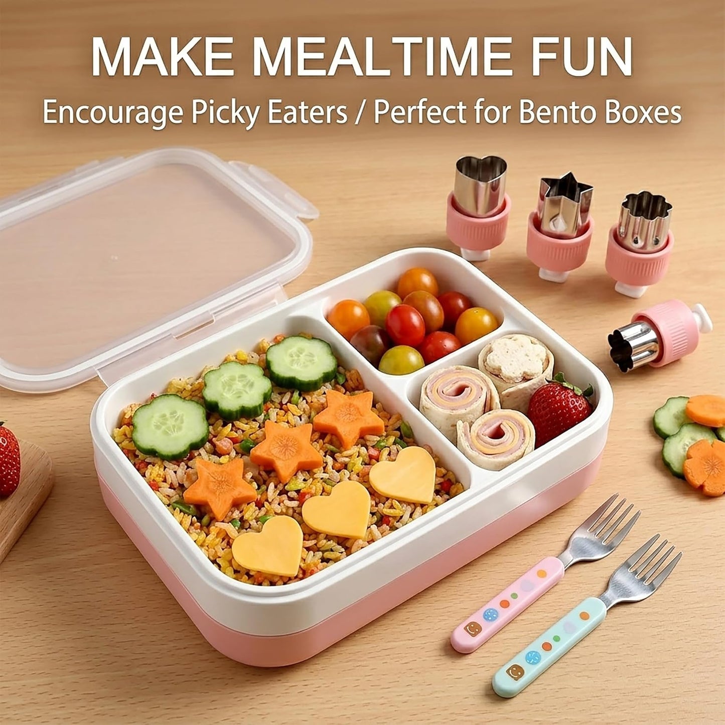Vegetable Cutters Shapes for Kids 8 PCS Stainless Steel Set | Push-Out Ejector, Food Grade, Baking & Bento Box, Sandwich & Lunchbox Fun, Crafts