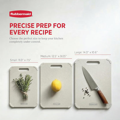 Rubbermaid 3pc Reversible Wheat Fiber Cutting Board Set | Cutting Boards for Kitchen – Dishwasher Safe, Non-Slip Corners, Lightweight & Easy To Store- Large Cutting Board for Meat, Veggies & Fruits