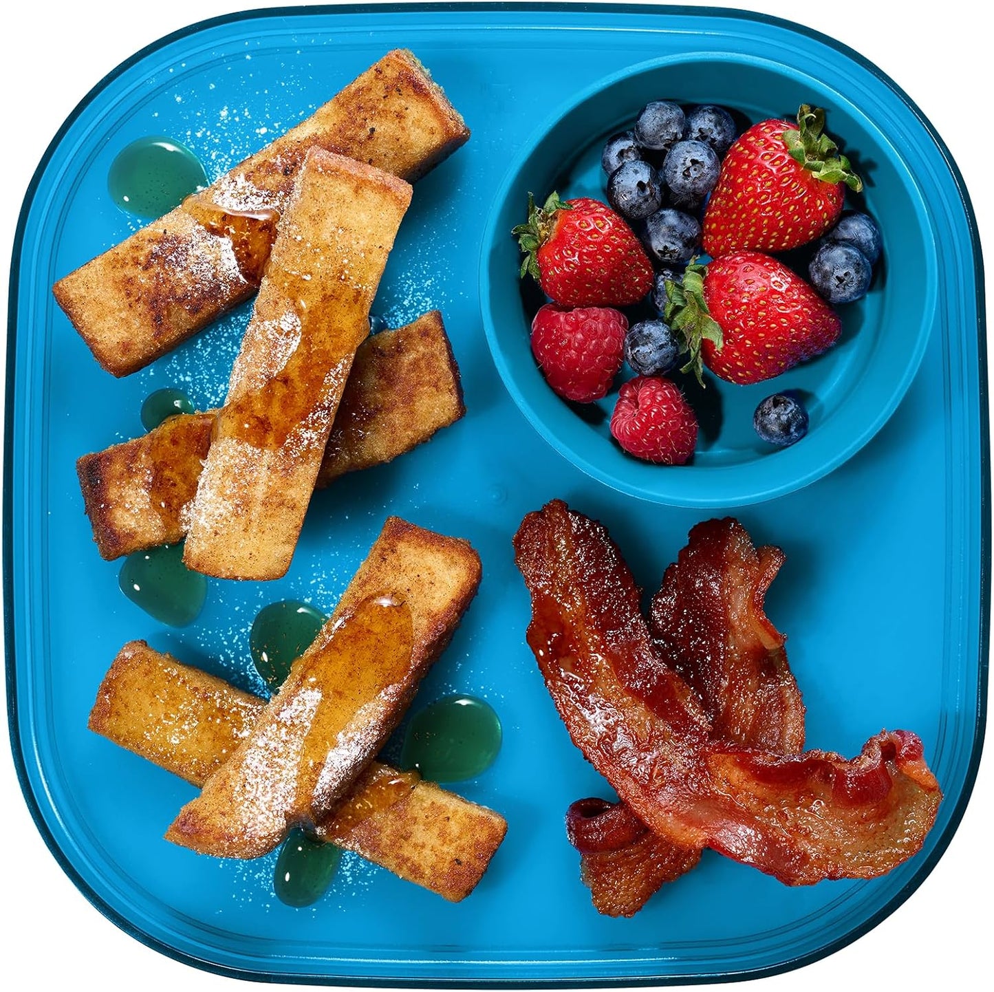 Madesmart Dipware Reusable Dining Plate/Serving Tray for Appetizers and Snacks, Food-Safe Appetizer Serving Platter with Removable Dip Bowl, Midnight