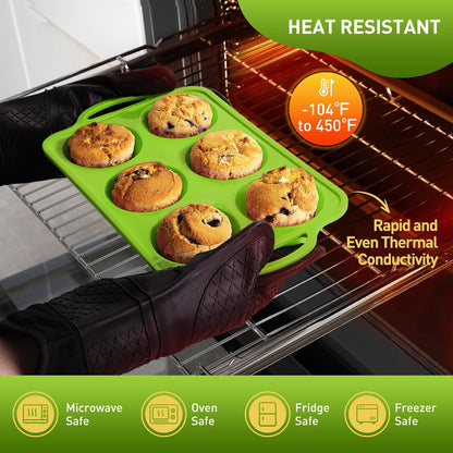 2 Packs 12 Cups Silicone Muffin Pan for Baking with Metal Reinforced Frame Regular Size Cupcake Pan Tray Egg Bites Silicone Cookie Molds Muffin Tin Tart Pans Sheet Set for Oven Dishwasher Safe