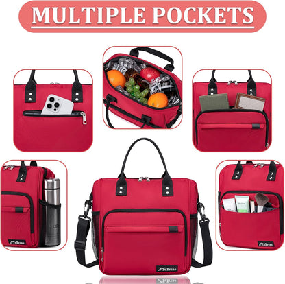 TuErCao Small Lunch Bag Lightweight Insulated Lunch Box for Women Work Portable Soft Cooler for Picnic Travel Road Trips, Loncheras para Mujer, Black