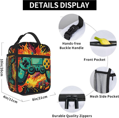 Dinosaur Volcano Insulated Lunch Bag for Women & Men, Reusable Leak-Proof Lunch Box with Cooler Compartment, Lunch Tote for Adults Work Travel Picnic Durable & Washable