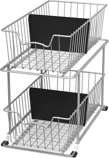 Simple Houseware 2 Tier Cabinet Wire Basket Drawer Organizer, Grey