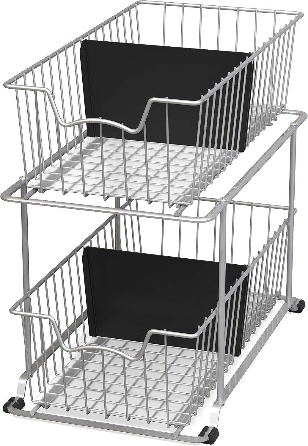 Simple Houseware 2 Tier Cabinet Wire Basket Drawer Organizer, Grey
