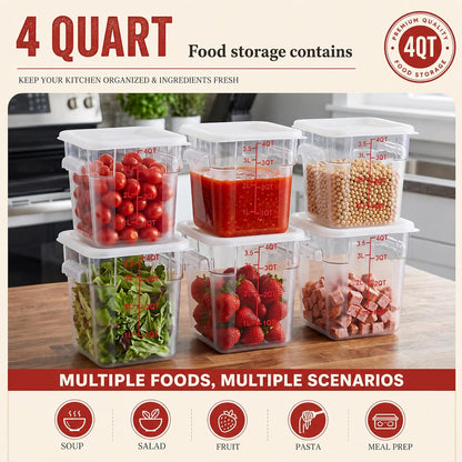 Ziliny 1 Pcs 4 Qt Clear Square Dough Proofing Container with Lid, Red