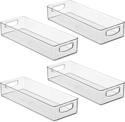 iDesign Slim Extra Long Clear Storage Bin, Narrow Stackable Organizer for Kitchen or Pantry