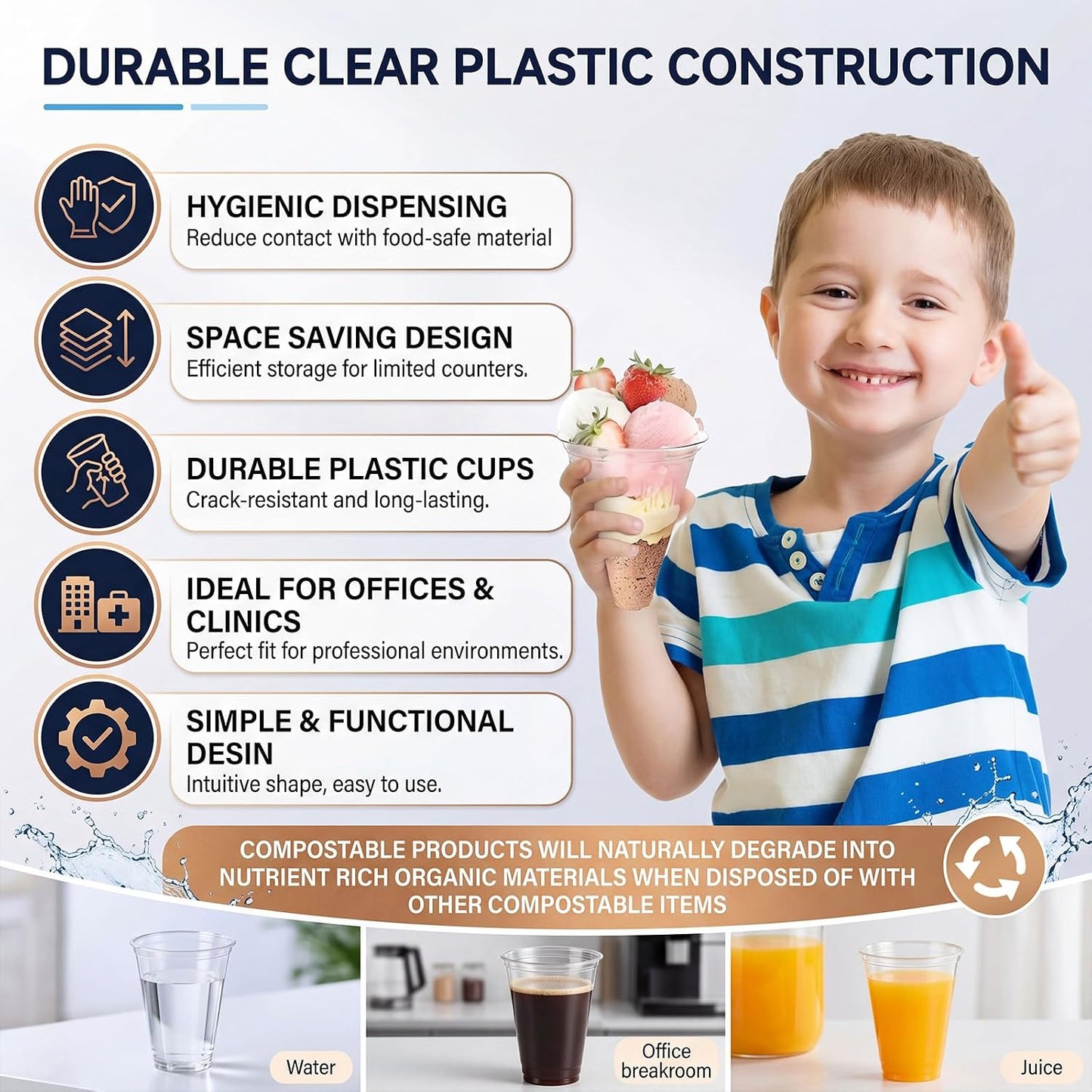 Roshtia 200 Pcs 4 oz Plastic Cone Cups with Pull Type Wall Mounted Dispenser, Thicken Disposable Water Cooler Cups Commercial Water Cup Dispenser for Office, Dental Clinic, Bathroom, Gym, School