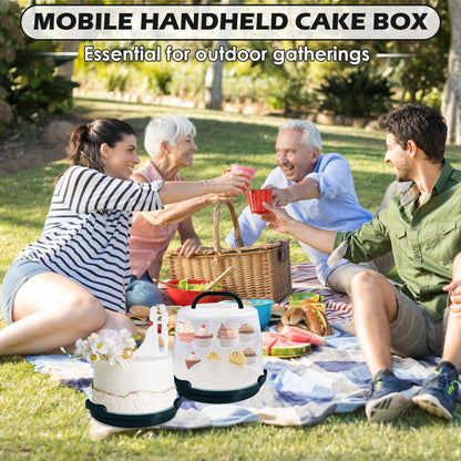Cake Carrier Round Cake Stand Plus Height Cake Container with Cupcakes Pad, Handle, Lid Reusable Package Box for Transporting Desserts,Pie,Toast,Fruit (10" Black)