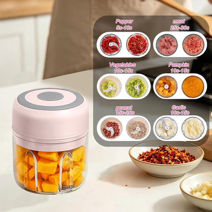 Electric Mini Garlic Mincer, 100ML USB Vegetable Onion Chopper