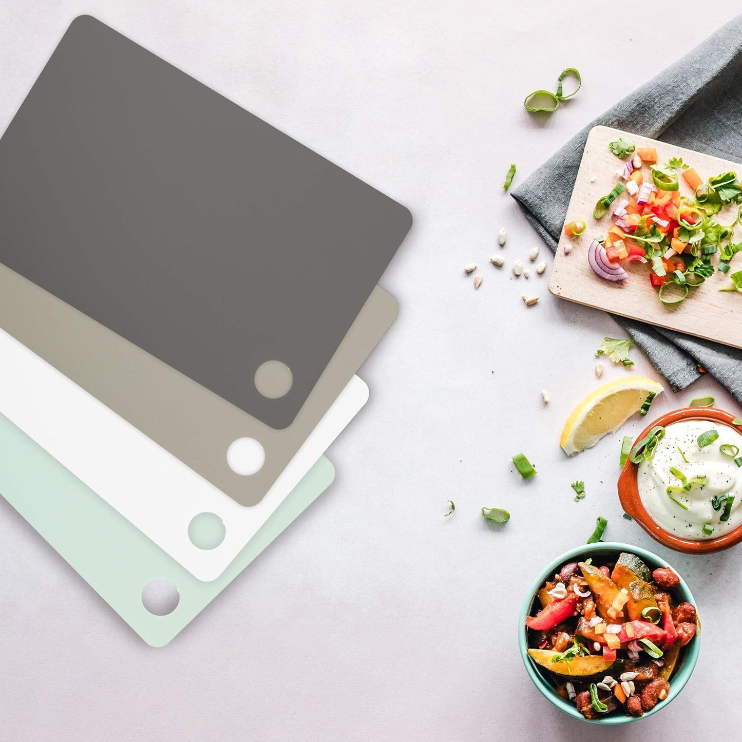 Tovolo Small Flexible Cutting Mats Set of 4 Chopping Boards for Meal Prep Cut Slice Dice Fruits Veggies & Meats, Easy Clean Dishwasher Safe Small Nylon Cutting Board Kitchen Mat Set, 11.5" L X 7.5" W