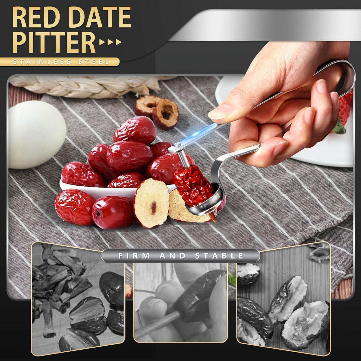 Stainless Steel Fruit and Vegetable Corer Set, Multi-Function Corer and Seed Remover for Apple Tomato (6)