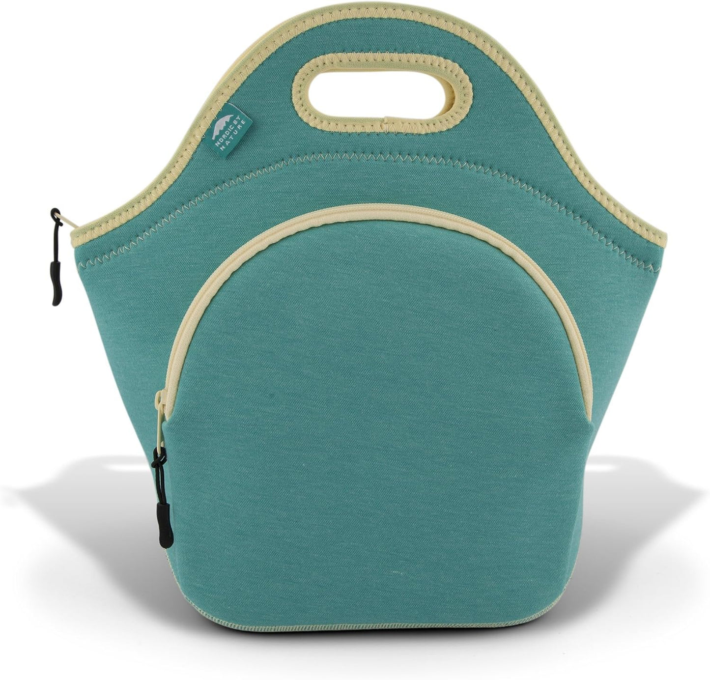 Nordic By Nature Large Neoprene Lunch Bag for Women & Lunch tote for Kids Insulated Lunch bag Reusable Washable Extra Thick Neoprene & Soft Cotton Feel, Premium Stitching, Outside Pocket, (L) Black