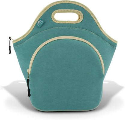 Nordic By Nature Large Neoprene Lunch Bag for Women & Lunch tote for Kids Insulated Lunch bag Reusable Washable Extra Thick Neoprene & Soft Cotton Feel, Premium Stitching, Outside Pocket, (L) Black