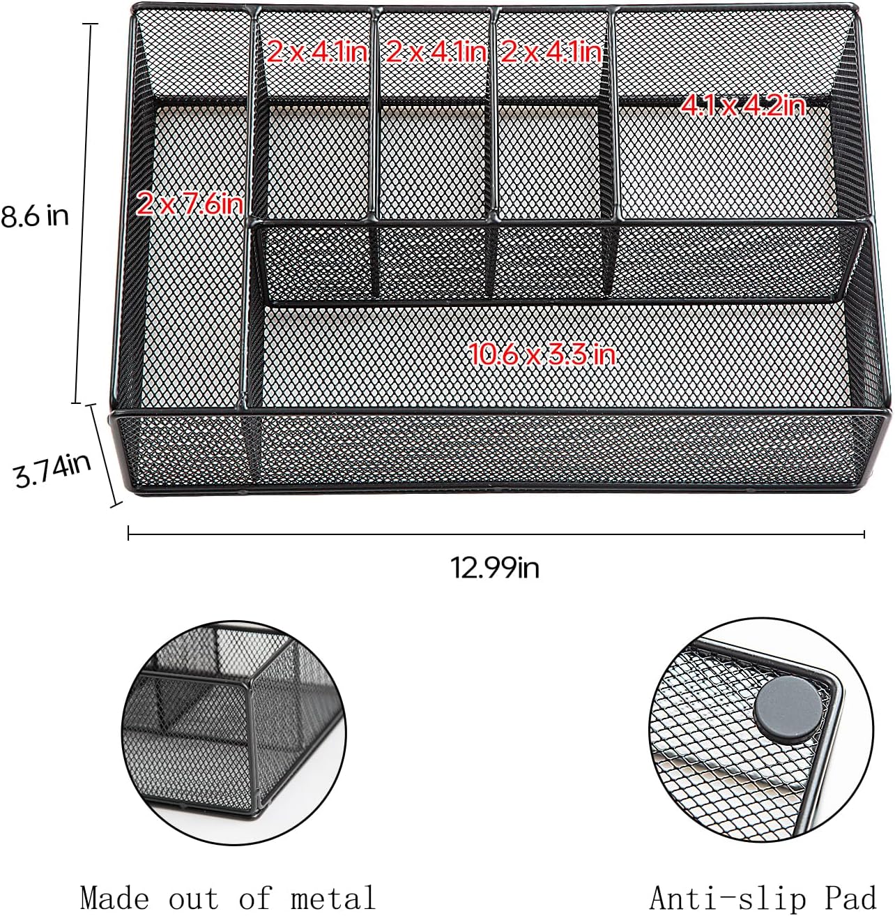Paper Plate Organizer for Countertop, Metal Silverware Caddy for Cup, Napkin, Fork, Spoon, Paper Plate and Utensil Holder, Cutlery Caddy for Party, Camping, Picnic (Black)