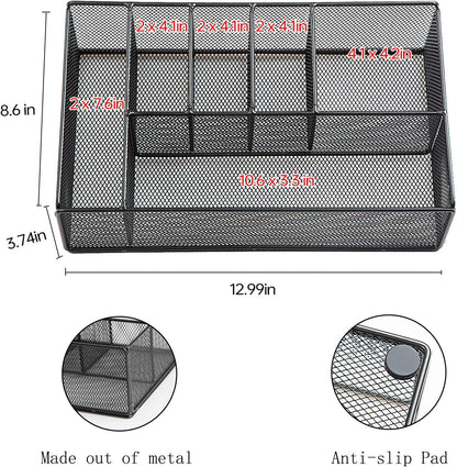 Paper Plate Organizer for Countertop, Metal Silverware Caddy for Cup, Napkin, Fork, Spoon, Paper Plate and Utensil Holder, Cutlery Caddy for Party, Camping, Picnic (Black)
