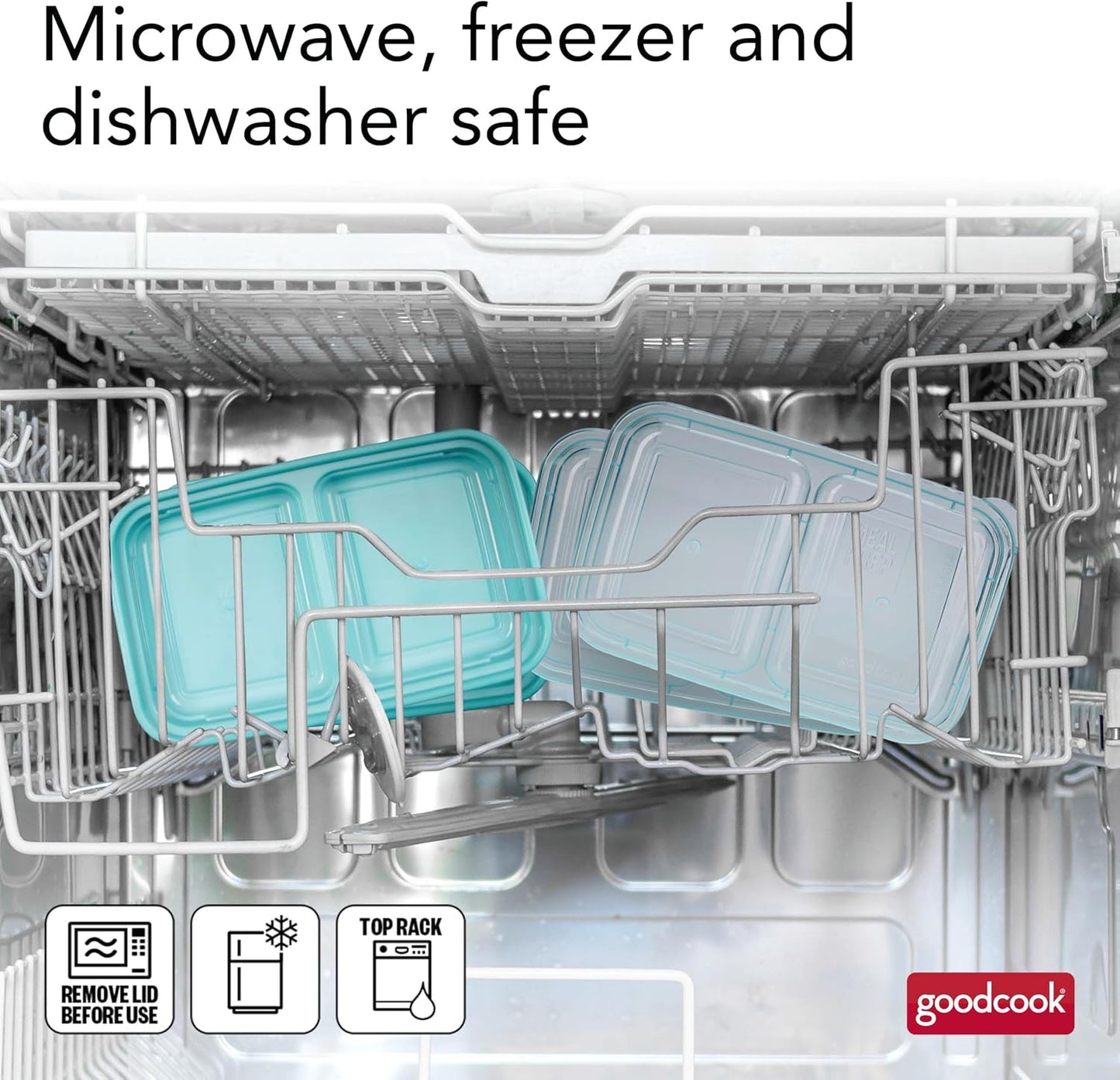 GoodCook 2-Compartment Food Storage Container Set with Snap-Shut Lids, Reusable Divided Snack Containers with Lids, Set of 10, Blue