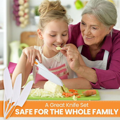 Zulay Kitchen 3-Piece Kids Knife Set for Real Cooking & Baking - Toddler Knives for Cutting Fruits, Veggies, & Cake - Children’s Montessori Knive with Serrated Edges - Safe & Fun Lettuce Knife (Red)