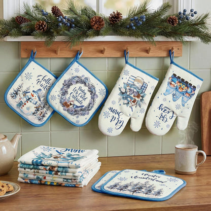 SiliFine 12 Pcs Fall Pumpkin Kitchen Towels Oven Mitts Pot Holders Set