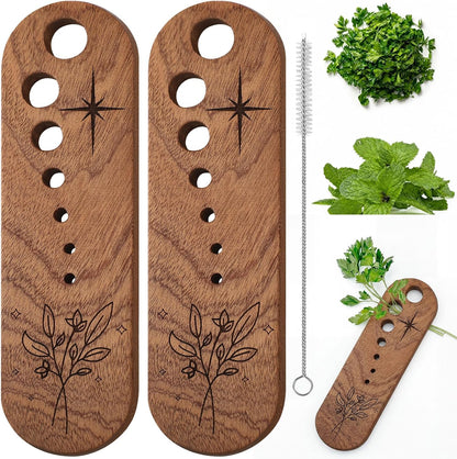 Lemonroad 2 Pcs Wooden Herb Stripper, 7 Hole Leaf Separator Tool