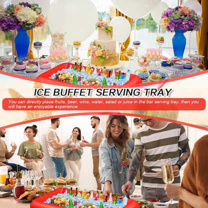 Leitee Inflatable Serving Bar with Drain Plug 52 x 24 x 5'' Inflatable Ice Serving Buffet Bar for Party Food Cooler Buffet Drink(Black,Basic Style)