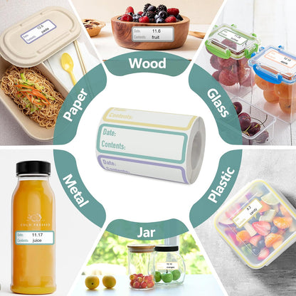 500 Pcs 1×3 Inch Removable Freezer Labels, Waterproof, Oil & Tear Resistant, No Residue Writable Stickers for Food Containers, Jars, Pantry and Meal Prep (Boho-Date)