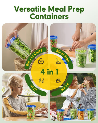 10 Pack-33oz Freezer Storage Containers Set, Plastic Food Storage Containers with Twist Top Lids, BPA Free Stackable Soup Containers for Overnight Oats/Salad/Leftover/Soup/Ice Cream