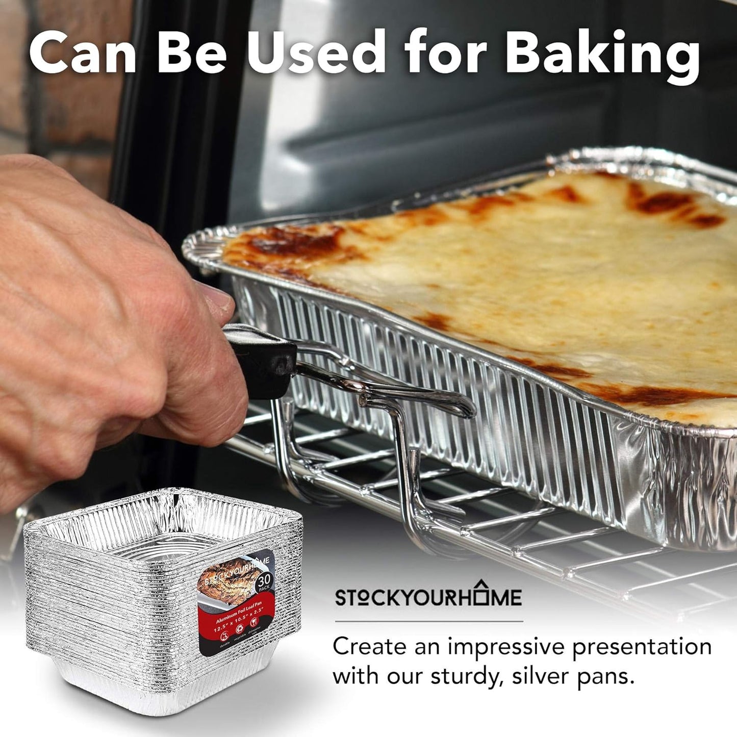 Stock Your Home 9x13 Aluminum Trays with Lids (10 Pack) – Disposable Half Size Deep Pans for Cooking, Storage, BBQ, Grilling, Catering