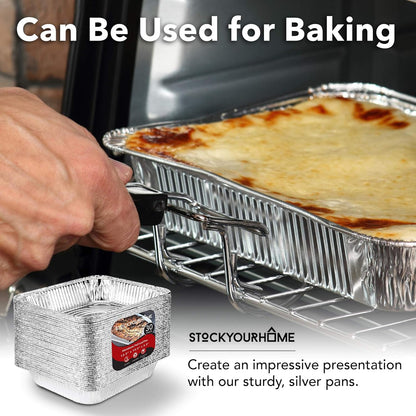 Stock Your Home 9x13 Aluminum Trays with Lids (10 Pack) – Disposable Half Size Deep Pans for Cooking, Storage, BBQ, Grilling, Catering