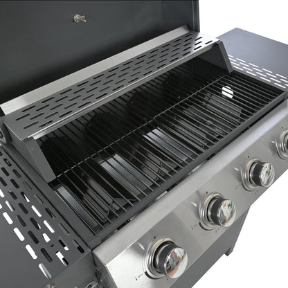 3-Burner Propane Gas Grill, 30,000 BTU Stainless Steel Outdoor BBQ Grill with Lid, Side Shelves & Wheels for Patio, Garden and Backyard Cooking