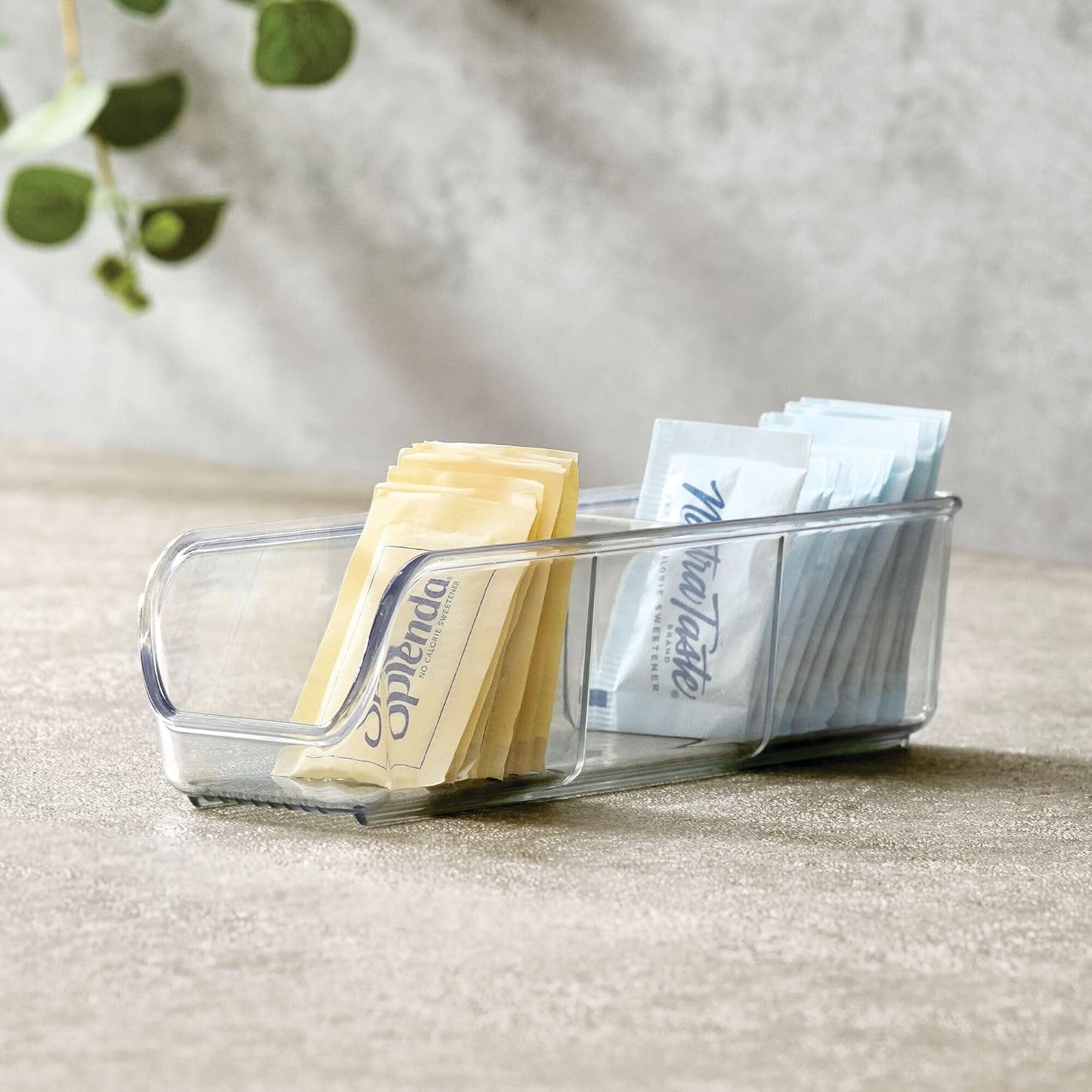 iDesign Plastic Packet and Tea Bag Organizer, Clear | Kitchen Storage Container, For Sugar, Salt, Pepper, Sweeteners, Tea Bags, Spices, The Linus Collection