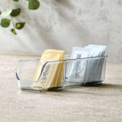 iDesign Plastic Packet and Tea Bag Organizer, Clear | Kitchen Storage Container, For Sugar, Salt, Pepper, Sweeteners, Tea Bags, Spices, The Linus Collection