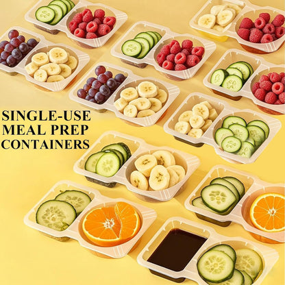 Reusable Snack Containers & Snack Pack Containers – 2 Compartment Meal Prep Containers with Lids, Double Condiment Containers, Portable Snackle Box (10 Set)