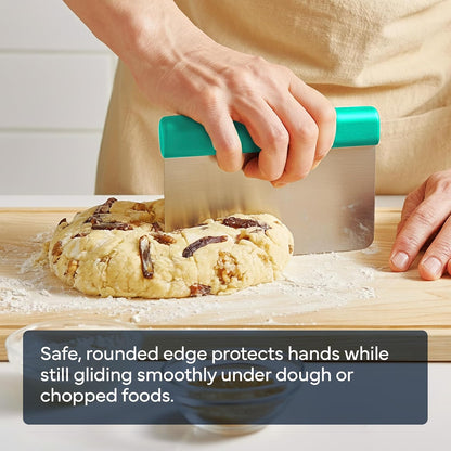 Misen Stainless Steel Bench Scraper - Versatile Food Scraper with Blue Handle - Ideal for Kitchen, Pastry & Dough - Durable Cutting Board Scraper Tool for Effortless Transfer into Pots & Pans - Blue