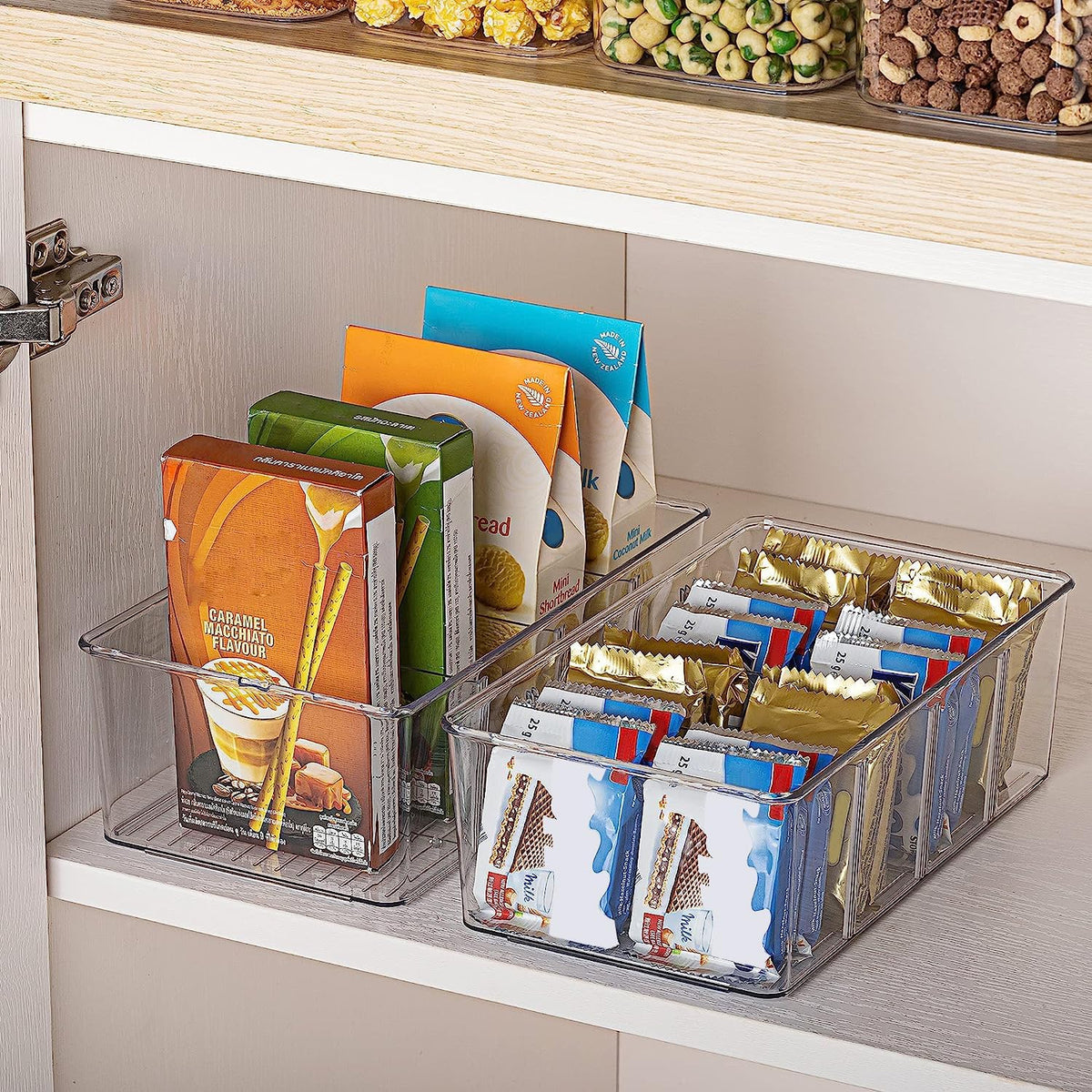Vtopmart Food Storage Organizer Bins, Clear Plastic, 4 Compartments
